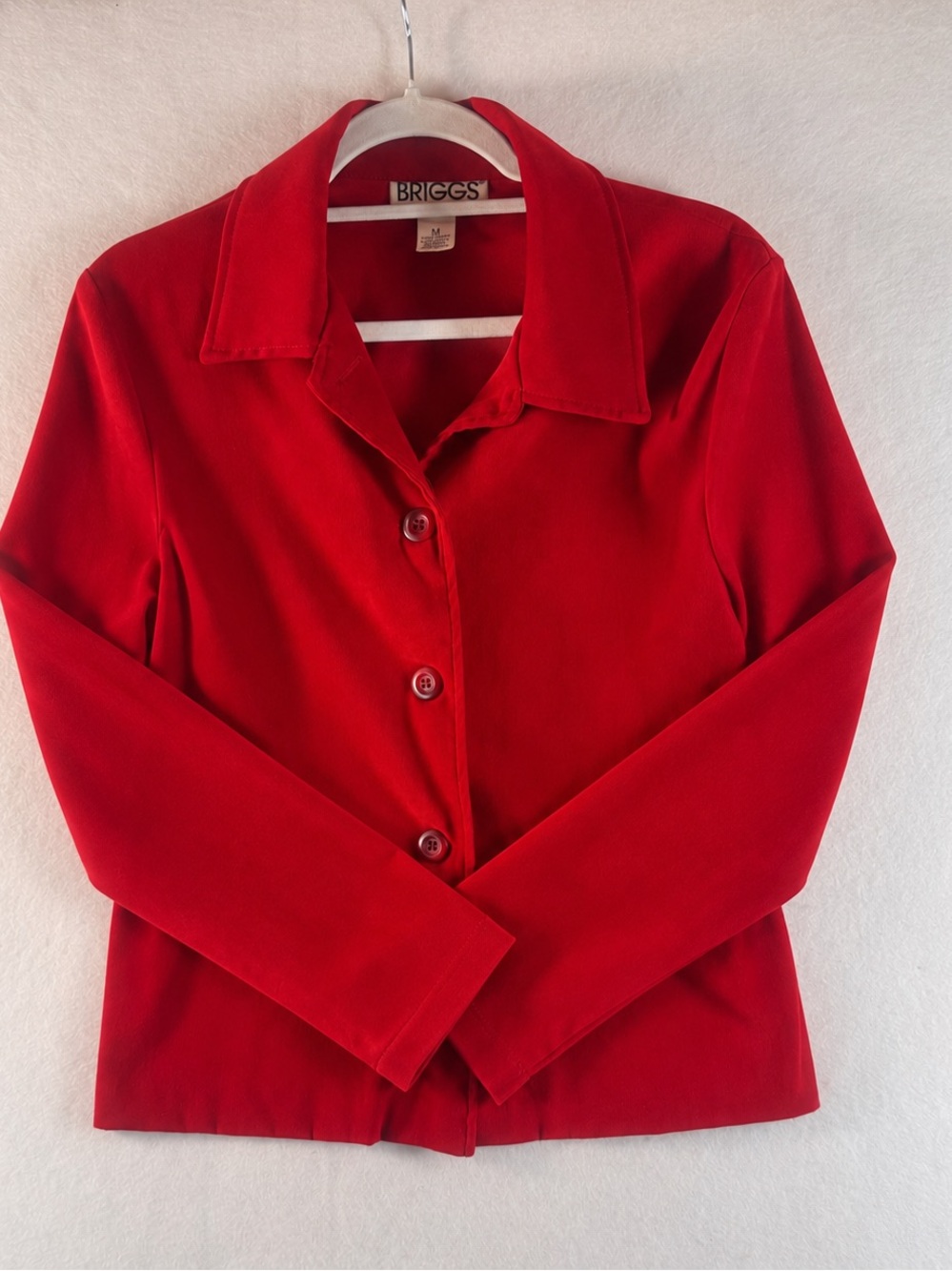 Briggs Petite Red Button Front Blazer Jacket Women’s Medium Made in USA